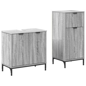 vidaXL Juego de muebles de ba&ntilde;o con caj&oacute;n con puerta 2 pcs Gris Sonoma