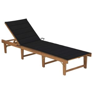 vidaXL Tumbona plegable con coj&iacute;n madera maciza de acacia