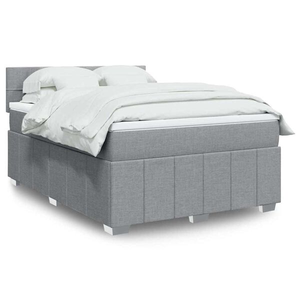vidaXL Cama box spring con colch&oacute;n tela gris claro 140x200 cm