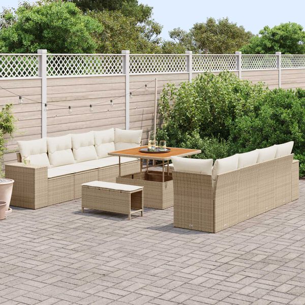 vidaXL Conjunto de sofá de jardín 11 pcs Beige ratán sintético