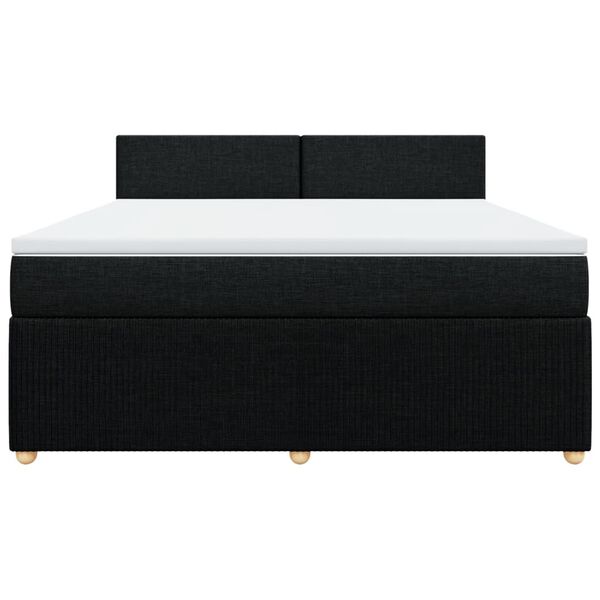 vidaXL Cama box spring con colch&oacute;n tela negro 180x200 cm
