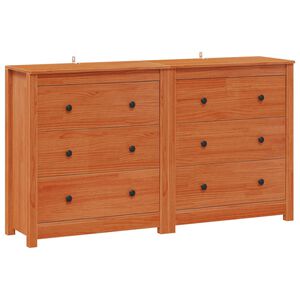 vidaXL Aparador 2 uds. Marr&oacute;n Cera 140 x 35 x 80 cm Pino macizo