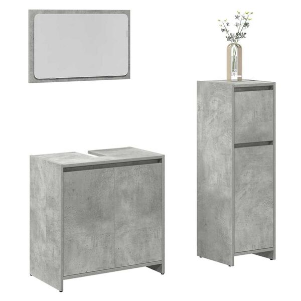 vidaXL Set muebles de ba&ntilde;o 2 piezas madera contrachapada gris hormig&oacute;n