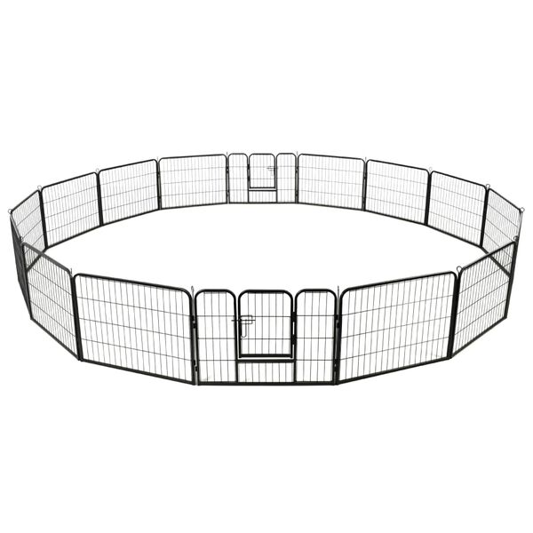vidaXL Corral para perros 16 paneles de acero 60x80 cm negro