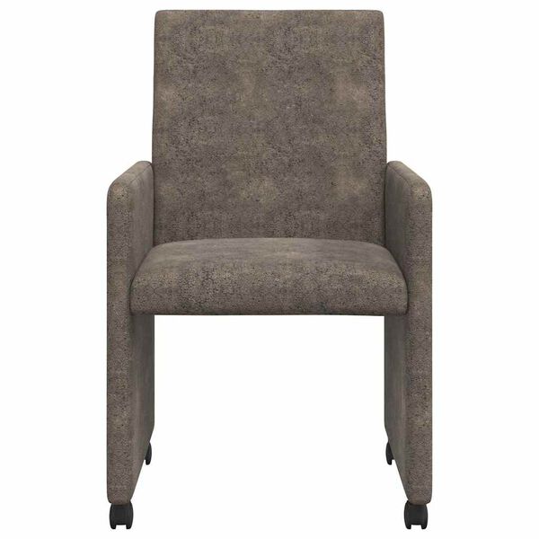 vidaXL Sillas de Comedor con Ruedas 2 pcs Gris oscuro 57 x 66 x 94 cm
