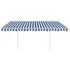 vidaXL Toldo manual retráctil con postes azul y blanco 4x3,5 m