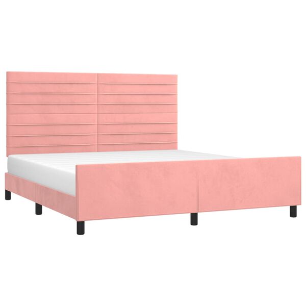 vidaXL Estructura de cama sin colch&oacute;n terciopelo rosa 160x200 cm