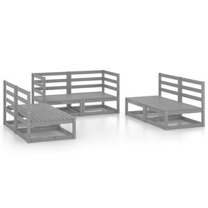 vidaXL Muebles de jard&iacute;n 6 piezas gris madera de pino maciza