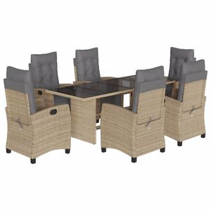 vidaXL Set comedor de jard&iacute;n 7 pzas con cojines rat&aacute;n sint&eacute;tico beige
