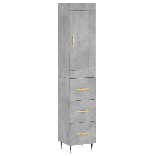 vidaXL Aparador de madera contrachapada gris hormig&oacute;n 34,5x34x180 cm