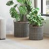 vidaXL Cesta de Maceta con almacenamiento 2 pcs Gris Rattan Lacak