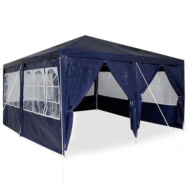 vidaXL Carpa de Fiesta Azul y Blanco 400 x 400 x 266 cm
