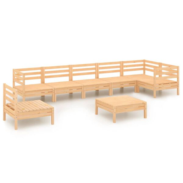vidaXL Juego de muebles de jardín 8 piezas madera maciza de pino