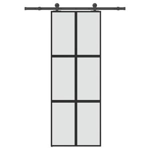 vidaXL Puerta corredera set herrajes vidrio templado aluminio 76x205cm