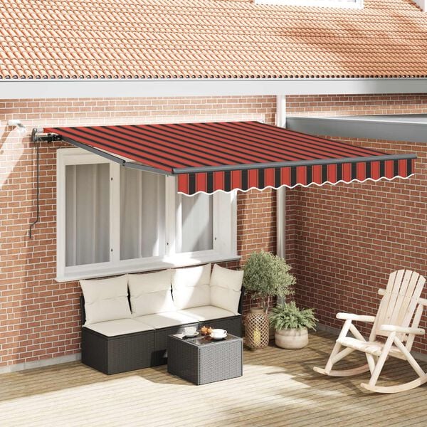 vidaXL Tela de toldo con Naranja y marr&oacute;n 300 x 250 cm Poli&eacute;ster