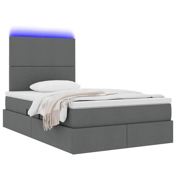vidaXL Cama con almacenamiento y LED con LED Gris oscuro 120 x 190 cm