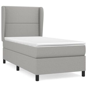 vidaXL Cama box spring con colch&oacute;n tela gris claro 100x200 cm