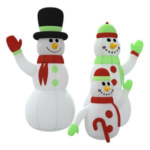 vidaXL Familia de mu&ntilde;ecos de nieve inflables con luces LED de 500 cm