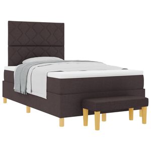 vidaXL Cama tipo Box Spring Marr&oacute;n oscuro 190 x 120 cm tela