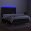 vidaXL Cama box spring colch&oacute;n y luces LED tela negro 140x200 cm
