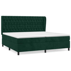 vidaXL Cama box spring con colch&oacute;n terciopelo verde oscuro 200x200 cm