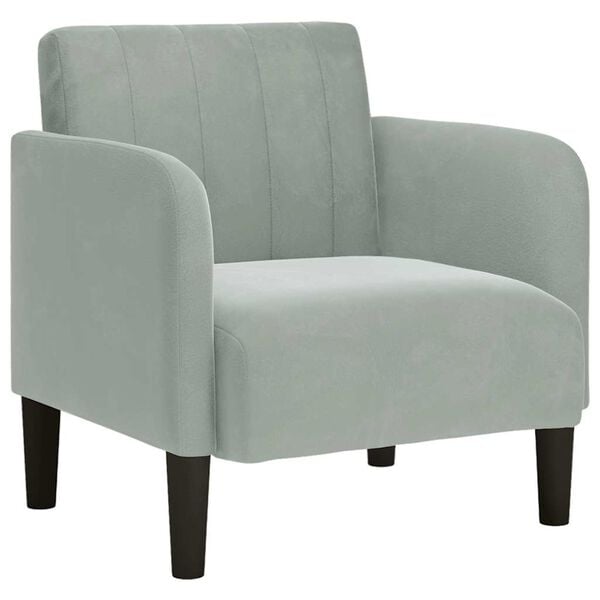 vidaXL Sill&oacute;n con reposabrazos Terciopelo Gris Claro 54 cm