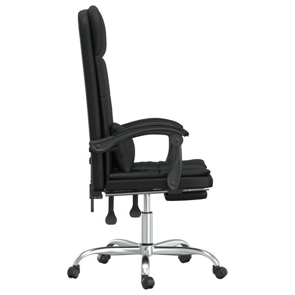 vidaXL Silla de oficina reclinable masaje cuero sintético negro