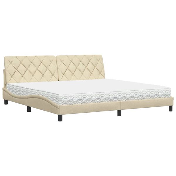 vidaXL Cama con colch&oacute;n tela color crema 200x200 cm