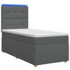 vidaXL Cama de muelles con LED y colch&oacute;n Gris oscuro 90 x 190 cm Tela