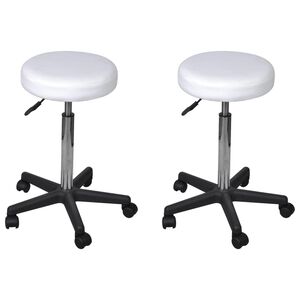 vidaXL Taburetes de oficina 2 uds cuero sint&eacute;tico blanco