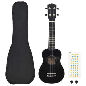 vidaXL Set de ukelele soprano con funda para ni&ntilde;os negro 21