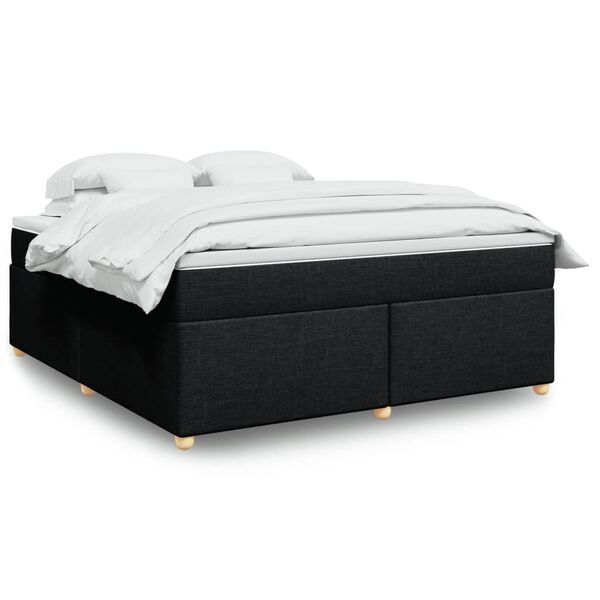 vidaXL Cama box spring con colch&oacute;n tela negro 180x200 cm