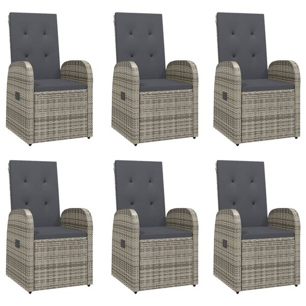 vidaXL Set comedor jardín 7 pzas y cojines ratán sintético gris