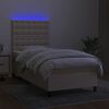 vidaXL Cama box spring colch&oacute;n y luces LED tela crema 100x200 cm