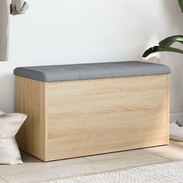 vidaXL Banco de almacenaje roble Sonoma 82x42x45 cm madera de ingenier&iacute;a