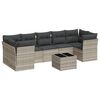 vidaXL Set de sof&aacute;s de jard&iacute;n 8 pzas y cojines rat&aacute;n sint&eacute;tico gris