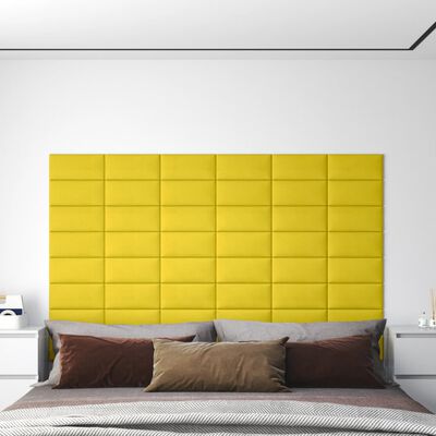 vidaXL Paneles de pared 12 uds tela amarillo 30x15 cm 0,54 m²