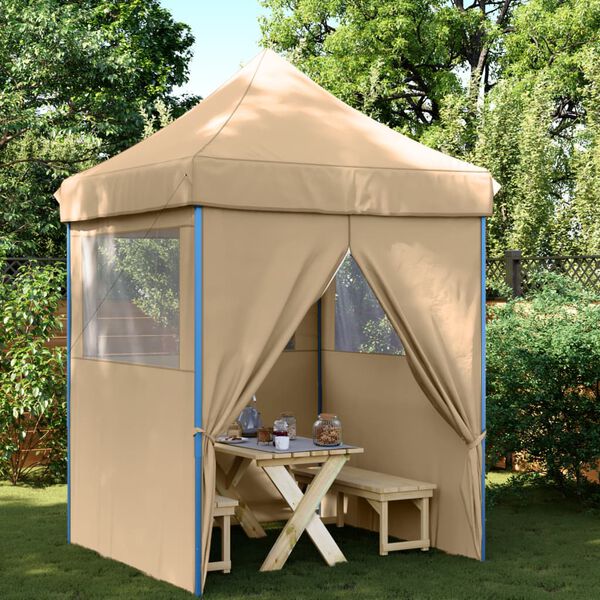 vidaXL Tienda de fiesta plegable Pop-Up con 4 paredes laterales beige