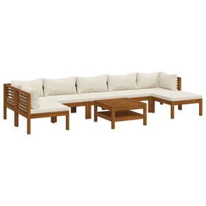 vidaXL Set de muebles de jard&iacute;n 8 pzas con coj&iacute;n crema acacia maciza
