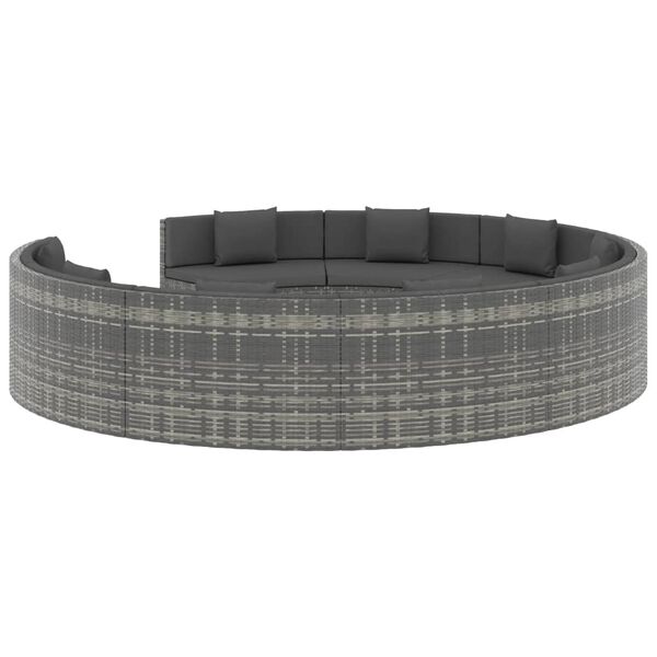 vidaXL Set de muebles de jard&iacute;n 10 pzas y cojines rat&aacute;n sint&eacute;tico gris