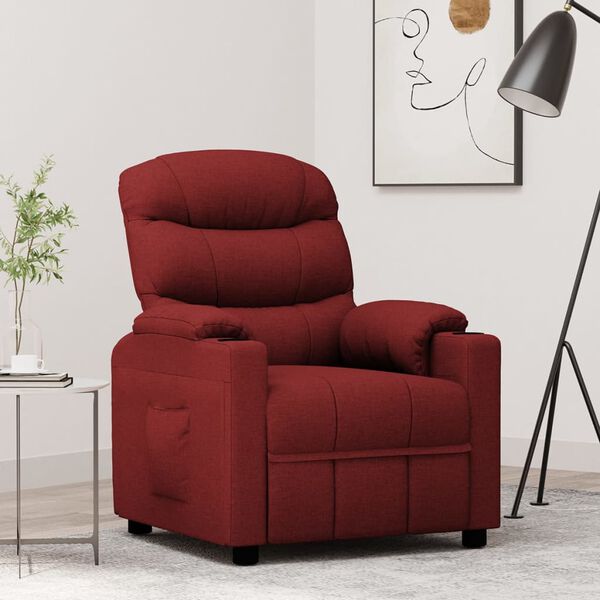 vidaXL Sill&oacute;n reclinable de tela rojo tinto