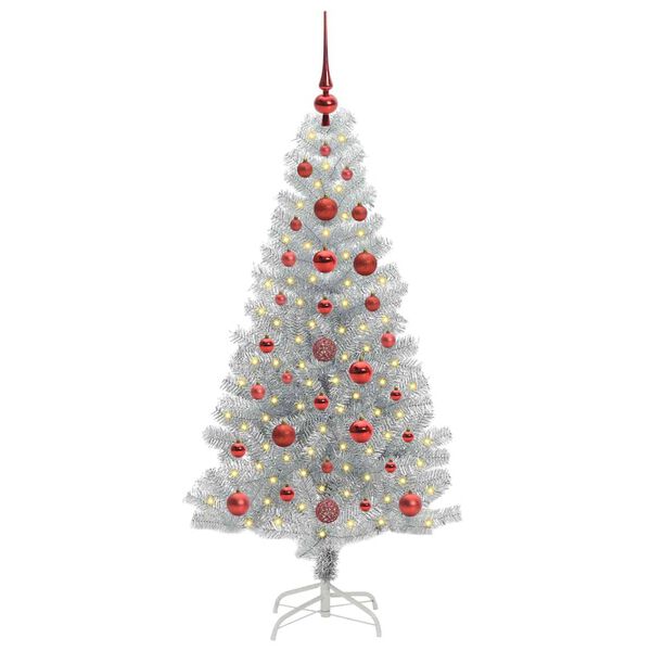vidaXL &Aacute;rbol de Navidad con 150 LED con soporte Plateado 120 cm PET