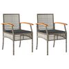 vidaXL Sillas de jard&iacute;n con coj&iacute;n 2 uds rat&aacute;n PE gris y madera acacia