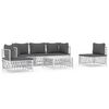 vidaXL Juego de muebles de jard&iacute;n 6 piezas y cojines acero blanco