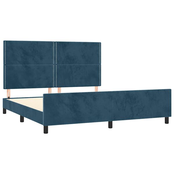 vidaXL Estructura de cama sin colch&oacute;n terciopelo azul oscuro 160x200cm
