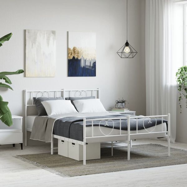 vidaXL Estructura cama sin colch&oacute;n con estribo metal blanco 120x200 cm