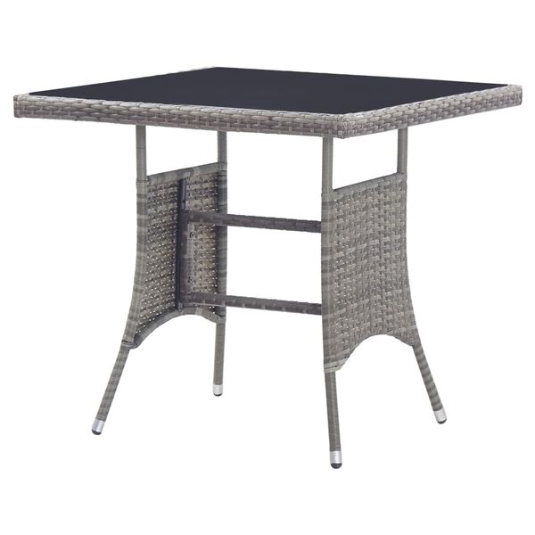 vidaXL Mesa de jardín ratán sintético gris 80x80x74 cm