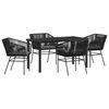 vidaXL Conjunto de Comedor de Jard&iacute;n con coj&iacute;n 5 pcs Negro