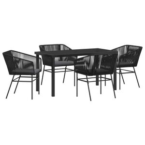 vidaXL Conjunto de Comedor de Jard&iacute;n con coj&iacute;n 5 pcs Negro