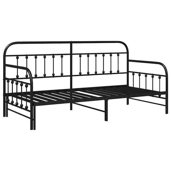 vidaXL Estructura de cama de día con cabecera Negro 100 x 190 cm Acero